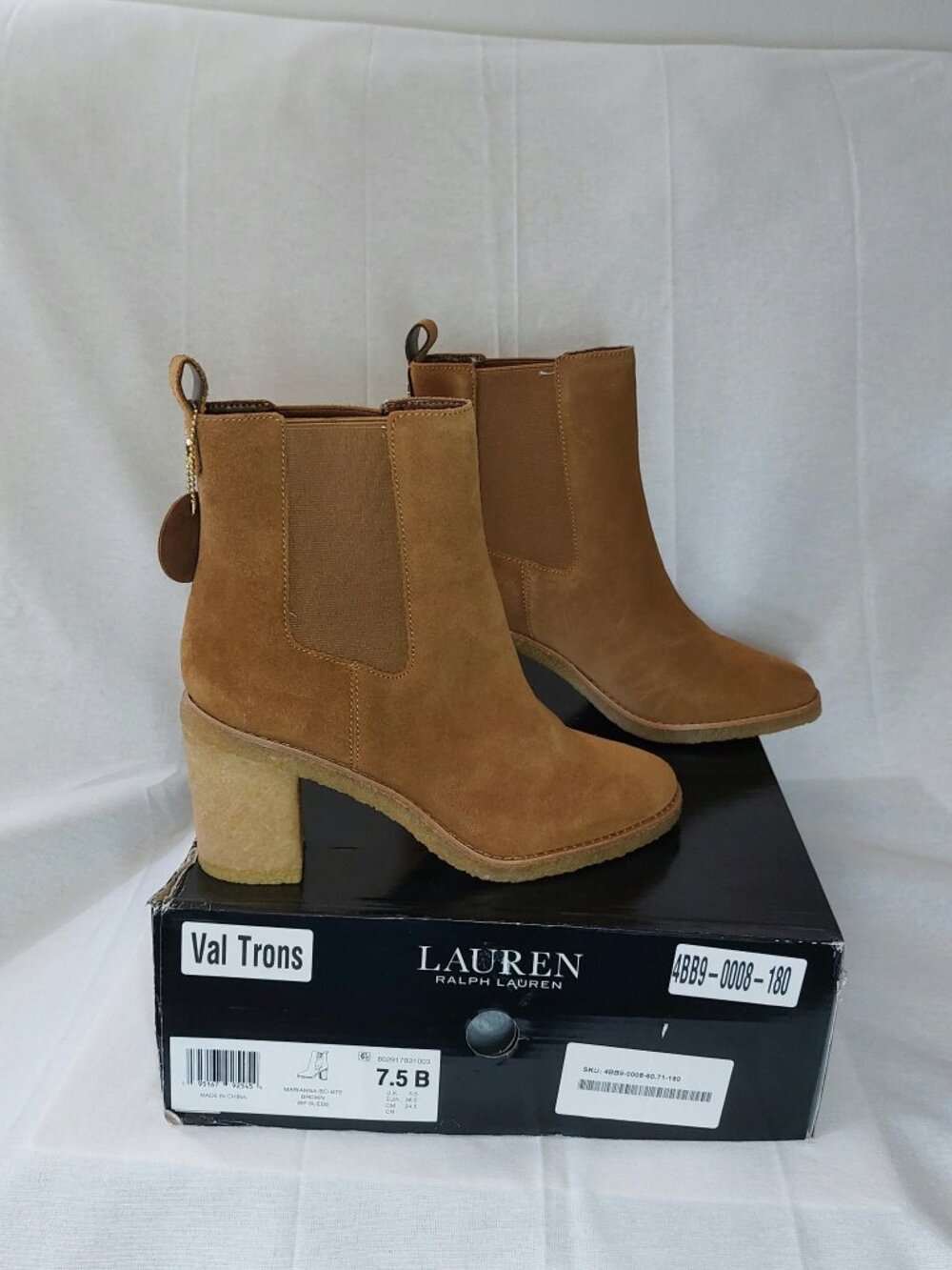 Lauren Ralph Lauren Marianna Suede Chelsea Boots Sz 7.5B Brown NIB MSRP $195